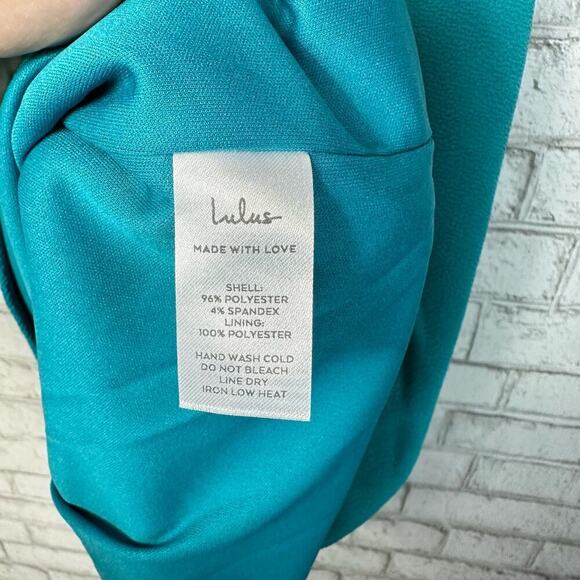 Lulus Dress Slice of Style One Shoulder Cut Out Mini Asymmetrical Teal Green XL - Picture 3 of 5